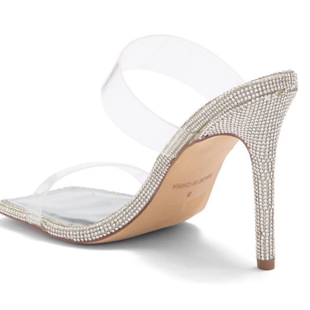 STEVE MADDEN PENDING EMBELLISHED TRANSLUCENT STRAP STILETTO HEEL - Picture 3 of 7